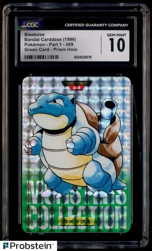 1996 Pokemon Part 1 #009 Blastoise Prism Holo Green Card CGC 10 GEM MINT