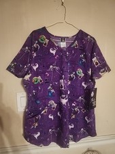 Disney The Nightmare Before Christmas Purple Women size L V-Neck Scrub Top