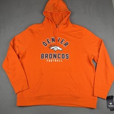 Denver Broncos Hoodie Sweatshirt Mens 2XL Orange NFL Football Fanatics Pullover