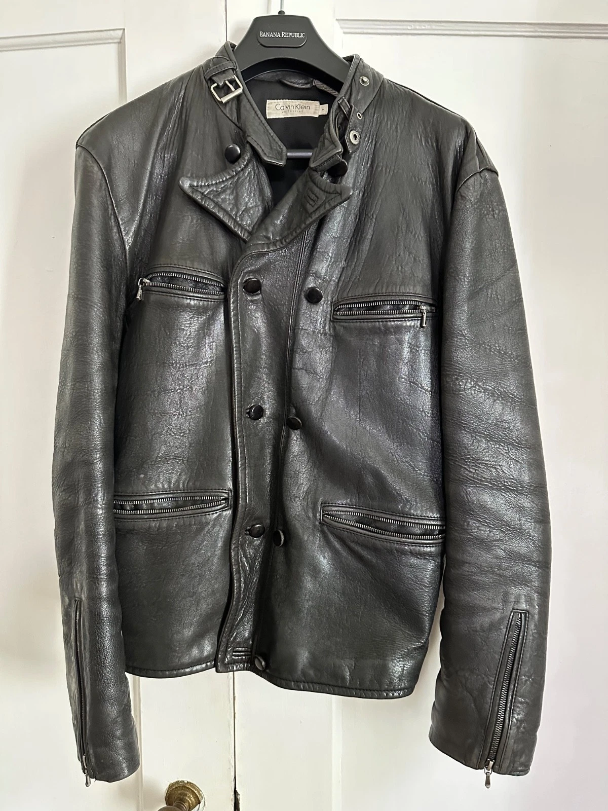 Superb Heavy Vintage Leather Jacket from Calvin Klein Collection (1995) Size M image 1