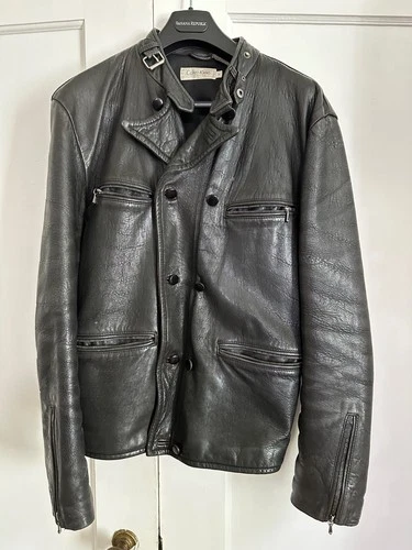 Superb Heavy Vintage Leather Jacket from Calvin Klein Collection (1995) Size M - product listing photo