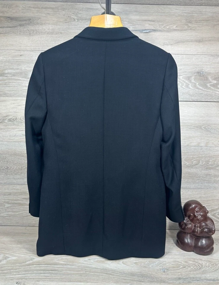 Emporio Armani * Jaqueta Masculina Blazer Preta de Lã Tamanho 44R Fabricada na Itália - Imagem 3 de 4