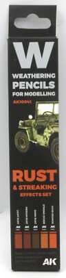 AK Interactive AK10041 Rust & Streaking Effects Set (Weathering Pencils) Reds