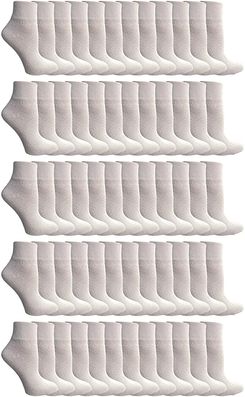 60 PK Men's Premium Cotton Sport Ankle Socks 10-13 Solid White - Mens Ankle Sock