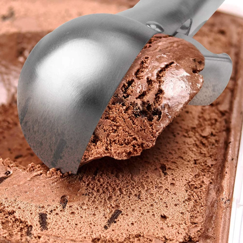 3Pcs Ice Cream Scoop Easy Trigger Stainless Steel Cookie Watermelon Dough Spoon - Image 3 of 4