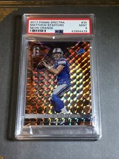 MATTHEW STAFFORD 2017  PANINI SPECTRA NEON ORANGE  2/5 SSP   PSA 9  pop 1