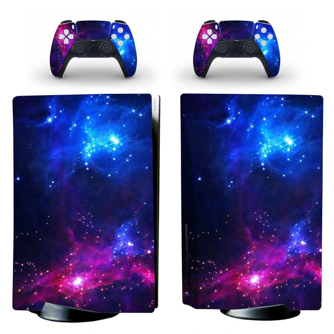 PS5 Standard Disc Console Skin Sticker Decals Galaxy Space Purple Cosmic Nebular-image
