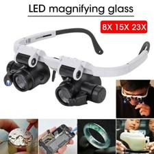 Head-mounted Magnifier LED Jewelry Watch Repair Magnifying Glass 8X 15X 23X Zoom