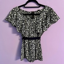 H M Leopard Print Top With Flouncy Sleeve Size 8