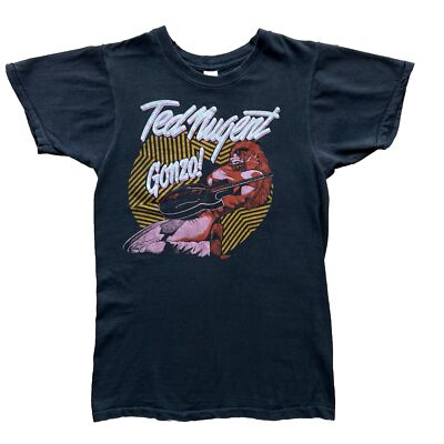 Vintage Ted Nugent Gonzo Shirt Small Black 70s Rock Music Made in USA Art