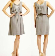 BNWT 278 Eileen Fisher Silk Georgette Crepe SMOKE Gray Dress S M L