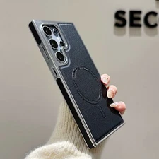 Mag Safe Case For Samsung Galaxy S25 S24 S23 Ultra Slim Leather Shockproof Cover