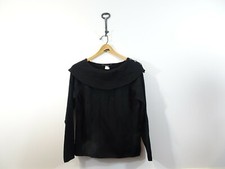 PERUVIAN CONNECTION Black Cape Collar Sweater Size L NEW Pima Cotton Made Peru