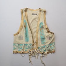 Linda Harris Handmade Hand Painted Leather Vest One Size Festival Western