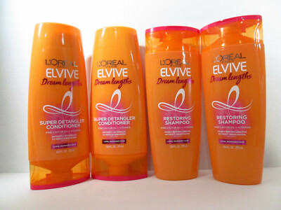4 Loreal Paris Elvive Dream Lengths Restoring Shampoo & Conditioner 12.6oz, 2set