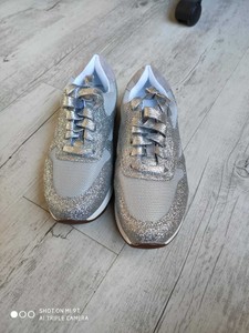 shiny silver sneakers