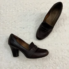 Sofft Misty Leather Heels Women Sz 8.5 Brown Cow Hair Career Dressy Comfort 90s