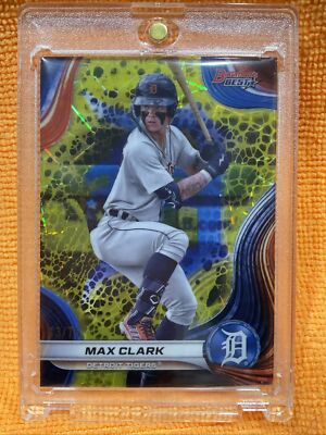 Max Clark 2024 Bowman's Best #TP-7 Yellow Lazer Refractor 43/75 Tigers Prospect