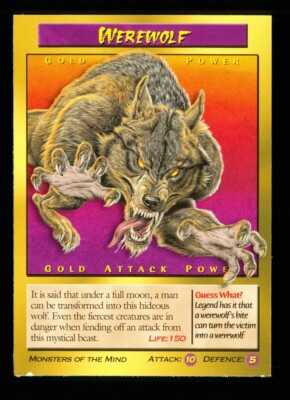Weird N Wild Creatures Monsters of the Mind Karte Werwolf Gold Attack Power 2004