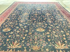 ANTIQUE TURKISH RUG OVERSIZE HANDKNOTTED WOOL PILE 1920'S R#