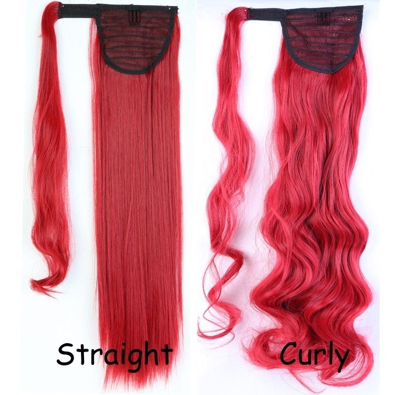 UK Real Thick Clip In Natural AS Human Hair Extension Pony Tail Wrap On