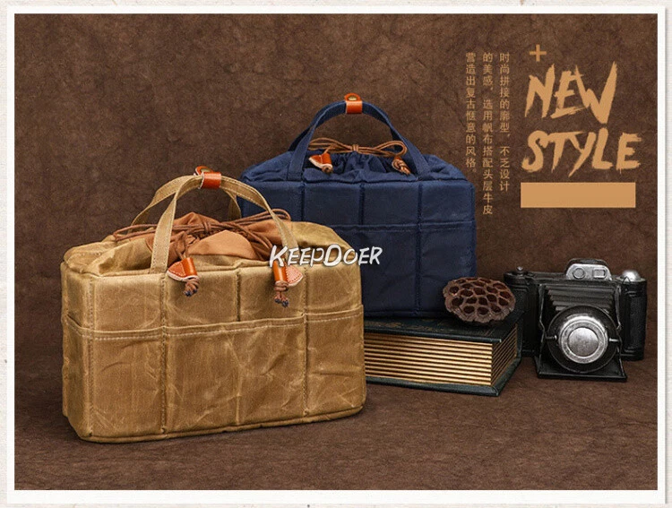 Bolsa protectora de lona para cámara estuche organizador divisores para Canon Nikon Sony Foto 2 de 4