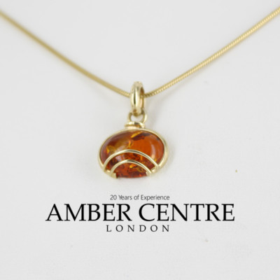 Italian Made Eleganter German Baltic Amber Pendant in 9ct Gold - GP0155 UVP325 !!!