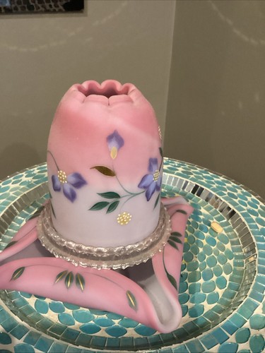 Fenton 3 Piece Blue Burmese Fairy Lamp Limited Edition Signed And Numbered - Picture 8 of 12