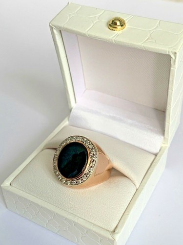 Men's 18K Yellow Gold Onyx Diamond Ring 11g, Size 9.5 - Picture 2 of 5