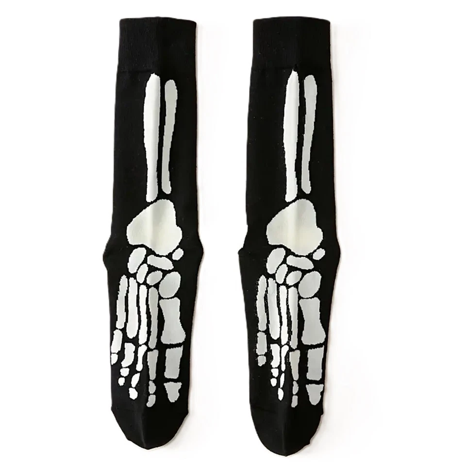 Funky SKELETON FOOT BONE (2nds:BOTH Pcs RIGHT FEET) CREW SOCKS Novelty Goth Punk - Image 3 of 4