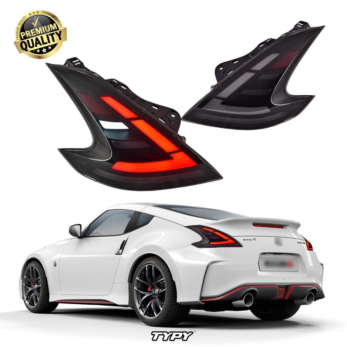 2009-2021 Nissan 370Z Fairlady Z34 Sequential LED Tail Lights Smoke Lens