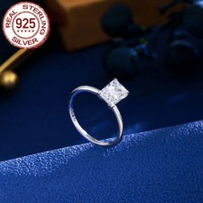 925 Sterling Silver Square Cut Engagement 1 Carat Ring Women's Fashion Wedding