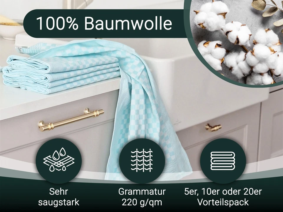 10er Set Geschirrtücher Baumwolle in 46x70 cm - super saugstarke und robuste ... - Bild 2 von 4