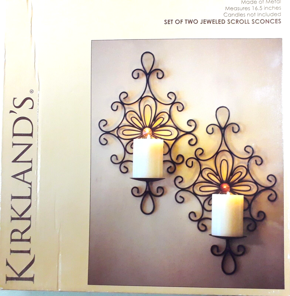 New Pair Of Kirkland's BronzeColored Wall Sconce Candle Holders 16" eBay