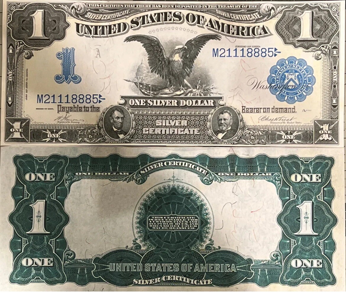 Riproduzioni Banconote Riproduzioni (Copie) Di Monete D'argento USA 1899 - Da $1, $2, $5 Con Buco (Oblò), Capo Indiano! Riproduzioni Numismatiche Collezione - Foto 9