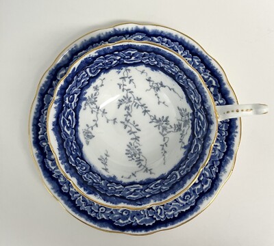 Vintage Coalport Dalmore England Blue & White Chintz Floral Teacup