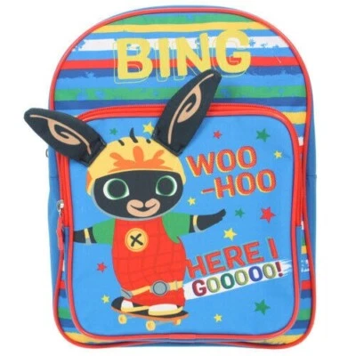 Boys Bing Bunny Backpack 3D Ears Kids Bag Nursery School Front Pocket Zip