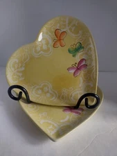  Laurie Gates Melanie’s Butterfly Heart Shape Lunch Dinner Plate 2 Sold Separate