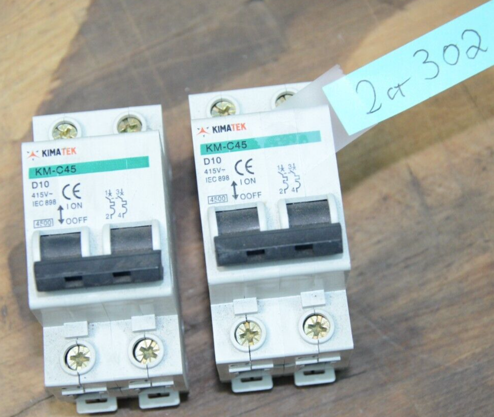 KimaTek KM-C45-D10 2 Pole Din Rail Circuit Breaker New Open KimaTek KM-C45-D10 2 Pole Din Rail Circuit Breaker New Open