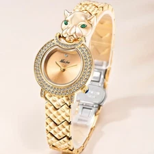 MISSFOX Leopard 3D Bling Diamond Quartz Women Watch Fashion Casual for Ladies Ne