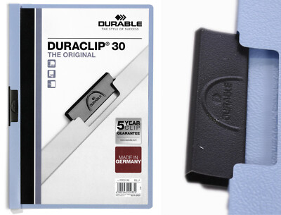 25 Stück DURABLE Klemm-Mappe DURACLIP  30, Hartfolie, bis 30 Blatt in blau