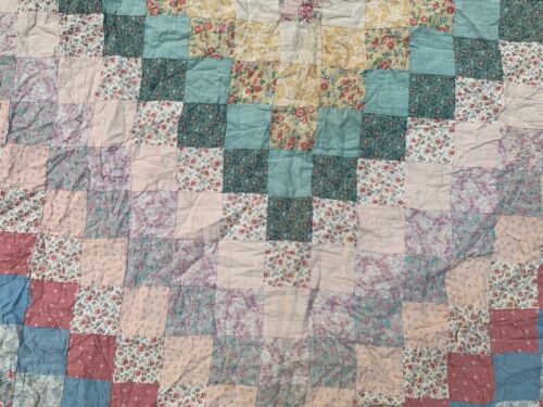 Vintage French Patchwork Throw Blanket Colorful Sofa Home Décor Quilt 195x161 cm - Picture 7 of 11