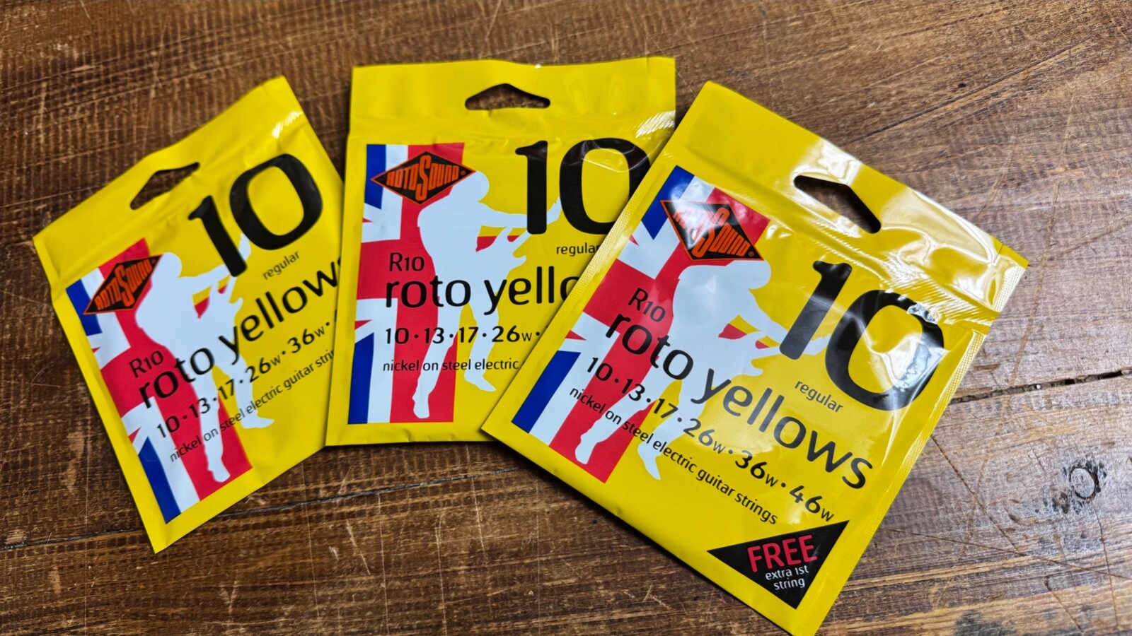 Rotosound R10 Roto Yellow - Electric Guitar Strings - 10-46 - UK Stock