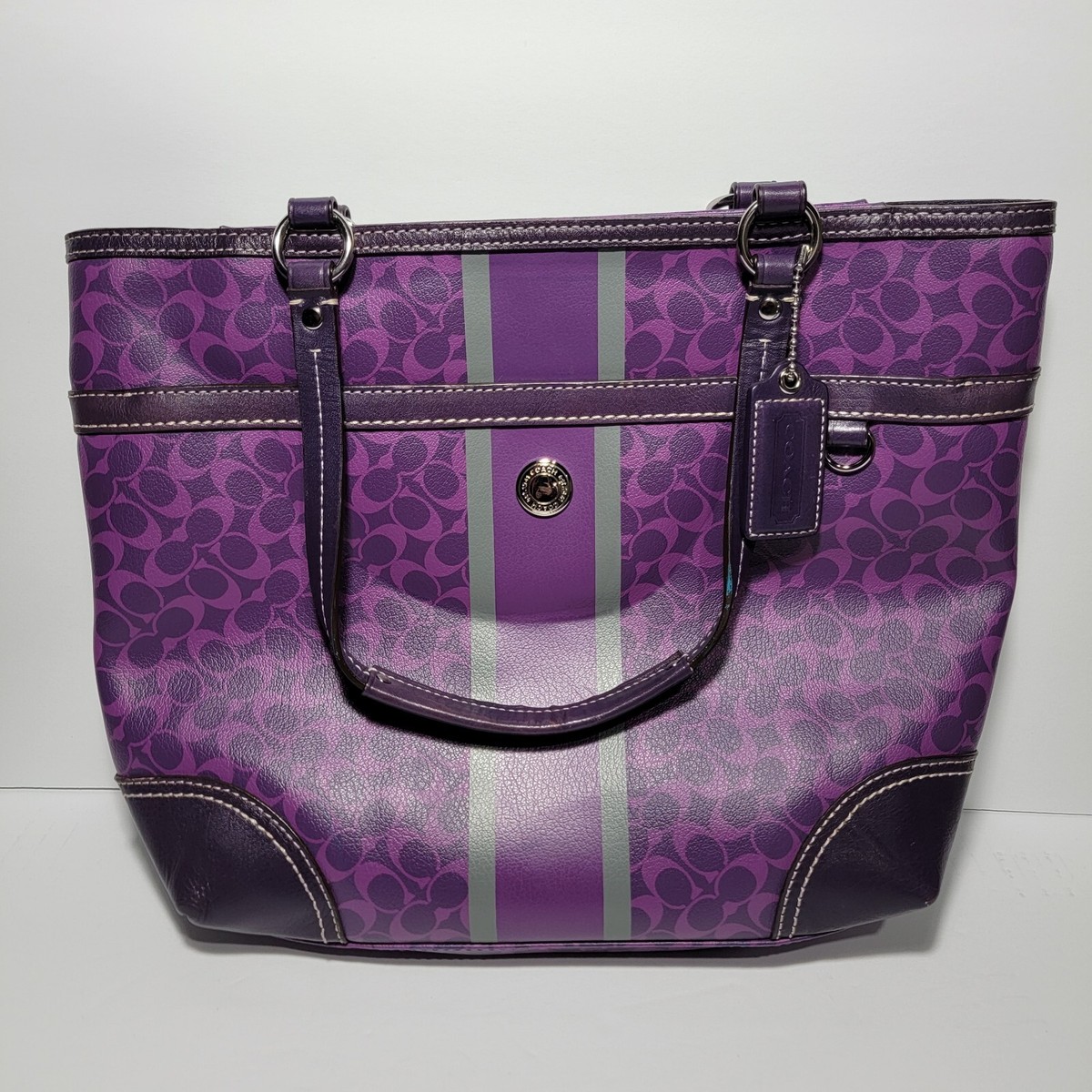 Coach Chelsea 15137 Signature Heritage Tote Purse purple handbag