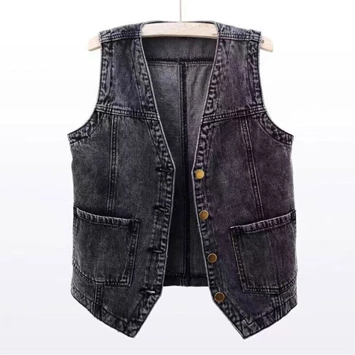 UK Classic Women Denim Waistcoat Gilet Vest Jeans Sleeveless Jacket Tops Casual - Picture 21 of 26