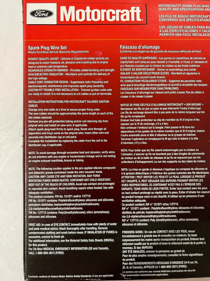 Juego de cables de bujía originales Ford Motorcraft para 96-00 Taurus o Sable WR-4112 Foto 4 de 4