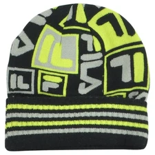 Fila Brand Stripes Skully Acrylic OFSA Adults Winter Cuffed Knit Beanie Hat