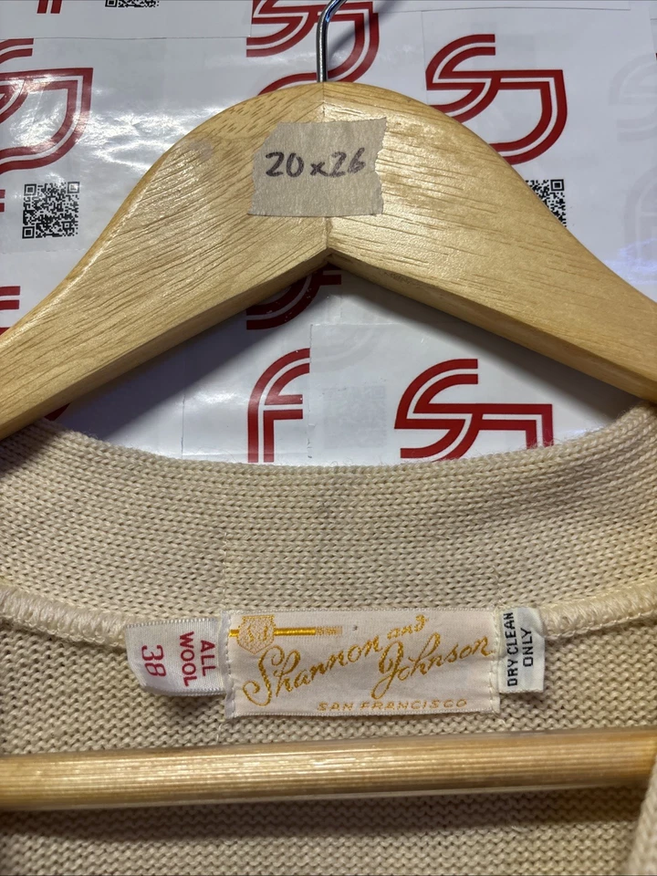 🔥🔥Cardigan Suéter Tejido Lana Crema Shannon and Johnson Años 50 De Colección 20 x 26 Foto 2 de 3