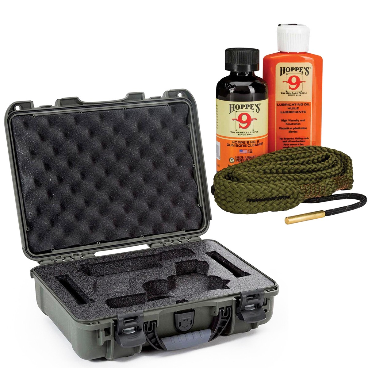 Водонепроницаемый чехол для пистолета Nanuk 910 2Up Glock, оливковый, Комплект с набором для чистки