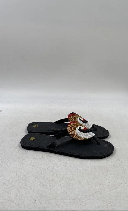 Womens Multicolor Leather Beaded Open Toe Slip-On Thong Sandals Size 7 - Image 2 of 4